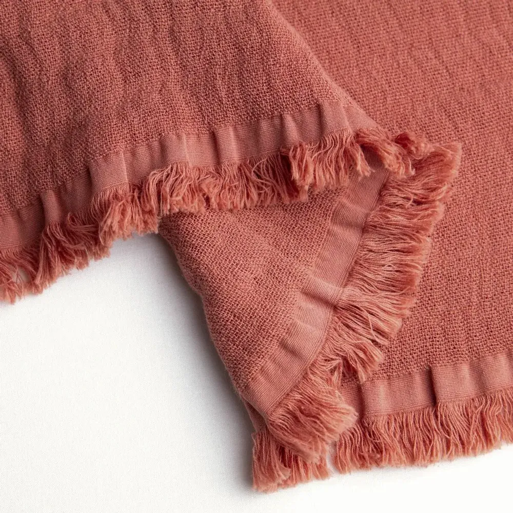 Throw blankets - Organic Cotton Quilt. Coral - SOWL