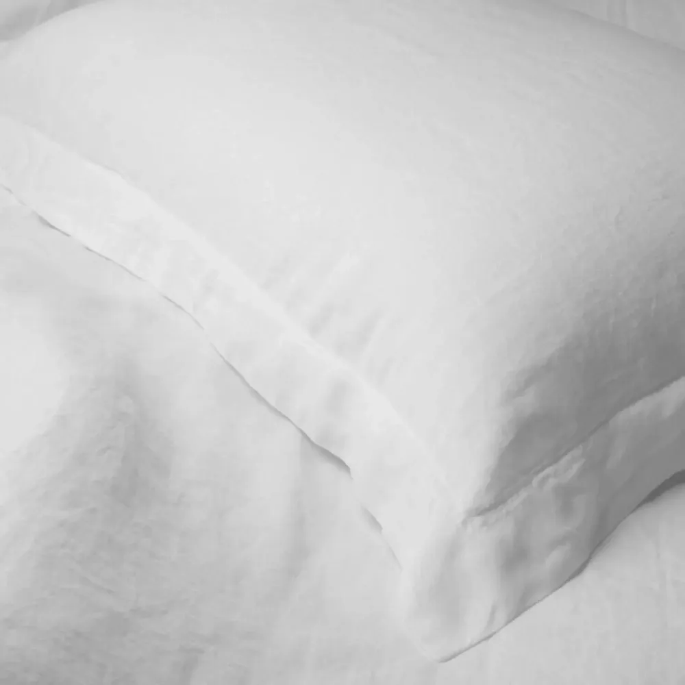 Linge de lit - Ensemble de Linge de Lit en Lin Lavé Premium. Taie d'oreiller. Blanc - SOWL