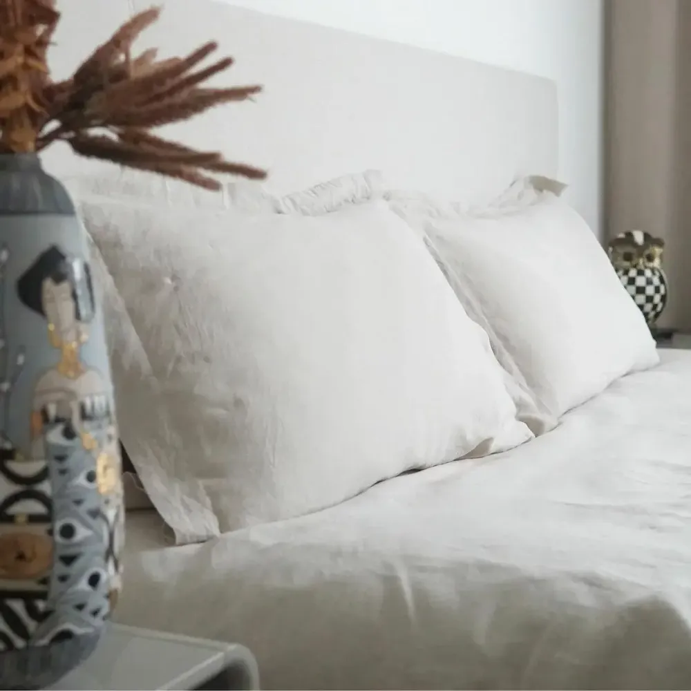 Linge de lit - Ensemble de Linge de Lit en Lin Lavé Premium. Taie d'oreiller. Blanc - SOWL