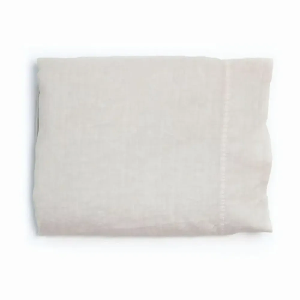 Bed linens - Premium Washed Linen Bed Set. Fitted Sheet. Ivory - SOWL