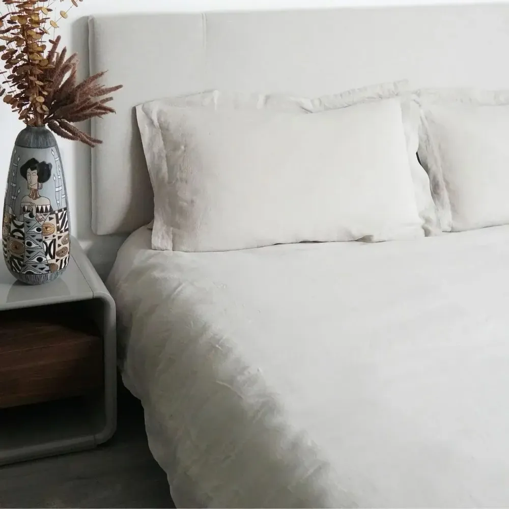 Bed linens - Premium Washed Linen Bed Set. Top Sheet. Ivory - SOWL