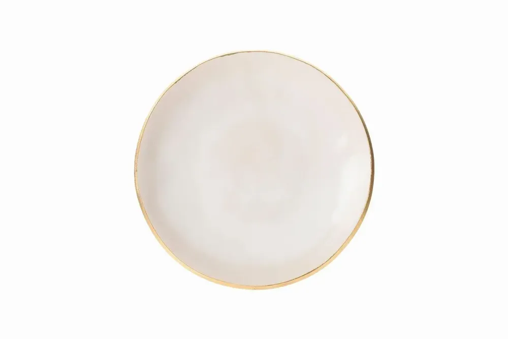 Plats et saladiers - Assiettes SUN. Céramiques portugaises. Ivoire avec bordure dorée - SOWL