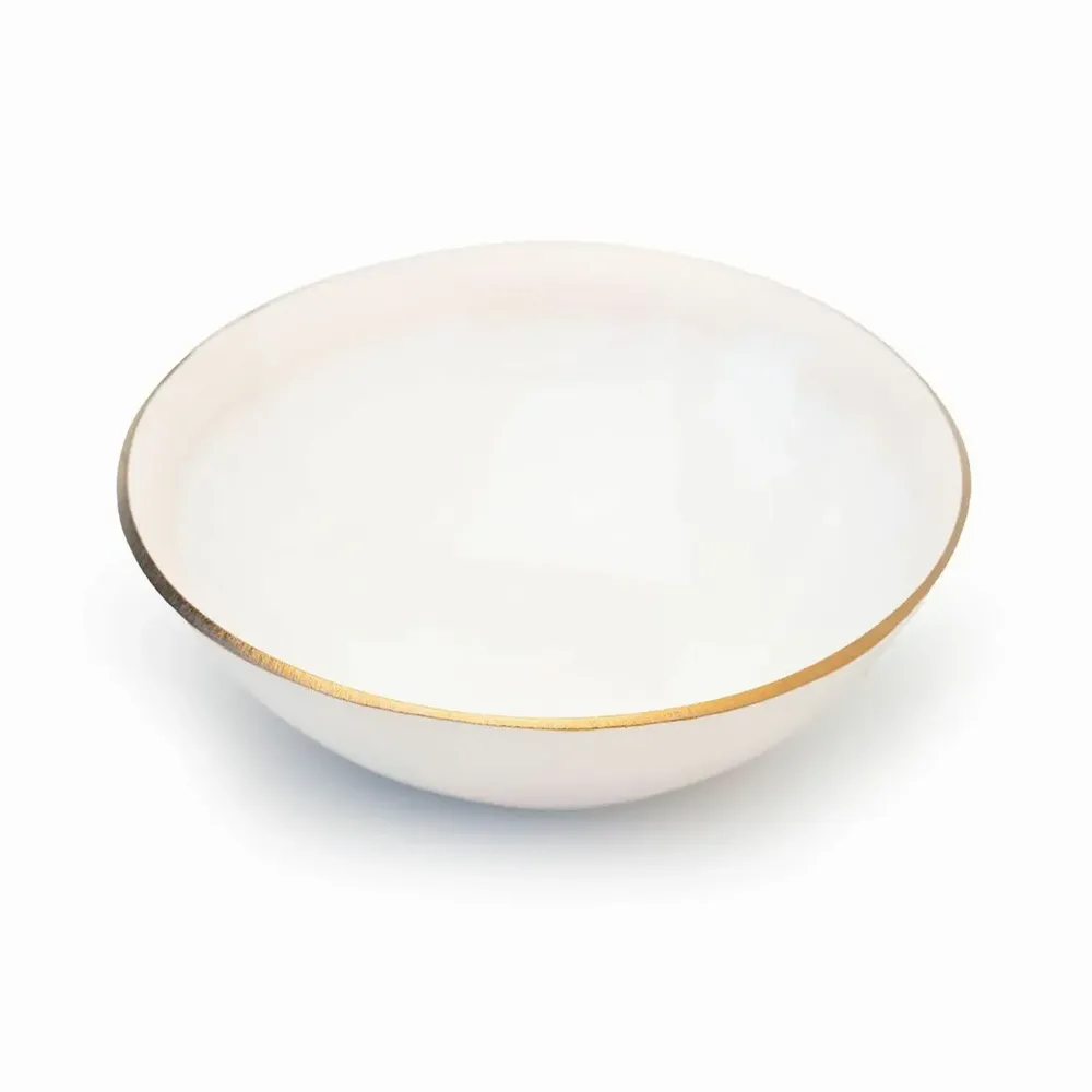 Plats et saladiers - Assiettes SUN. Céramiques portugaises. Ivoire avec bordure dorée - SOWL