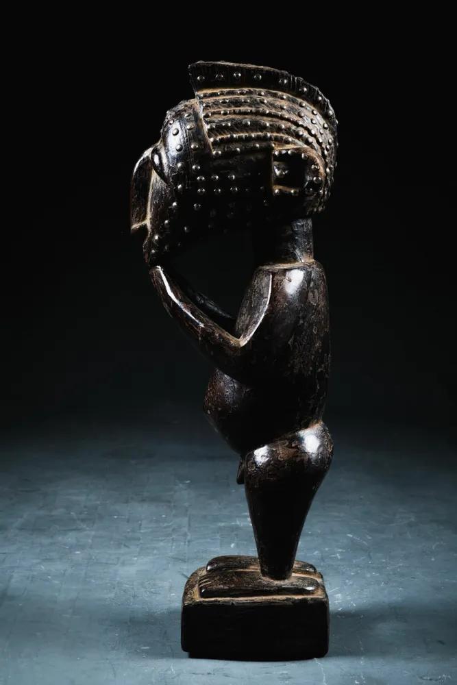 Unique pieces - Nimba statue in wood and brass - QUINTESSENCE AFRICAINE