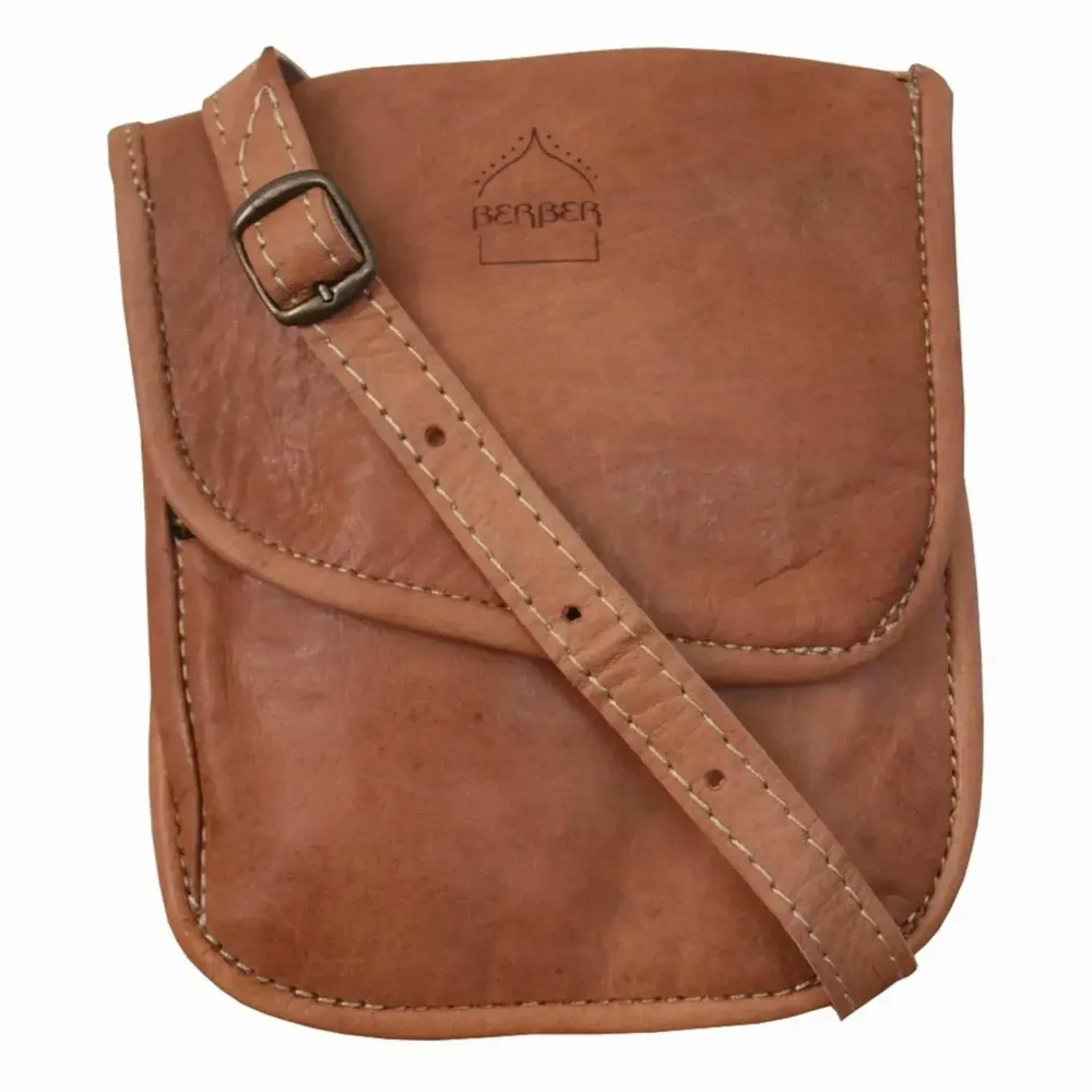 Leather goods - Leather travel pouch with shoulder strap - BERBER LEATHER