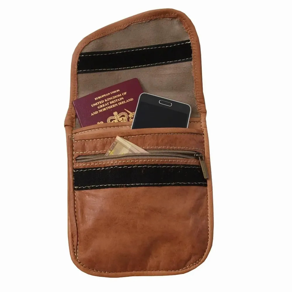 Leather goods - Leather travel pouch with shoulder strap - BERBER LEATHER