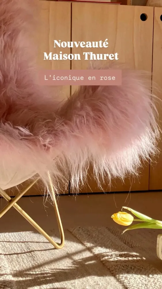 Unique pieces - Butterfly AA Icelandic Sheep Chair - French Leather - MAISON THURET