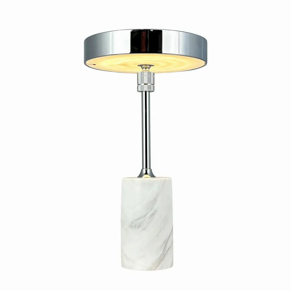 Table lamps - Starlight LED rechargeable table lamp chrome/ white marble - DYBERG LARSEN