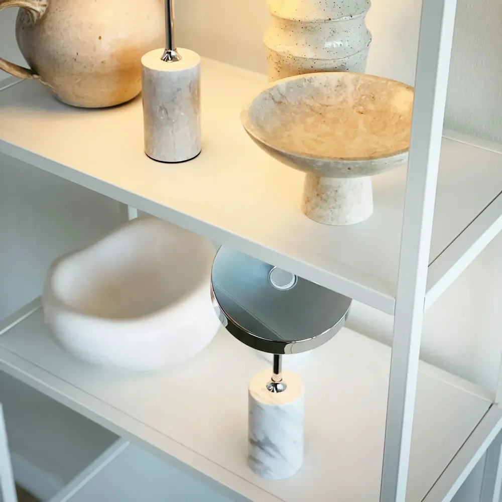 Table lamps - Starlight LED rechargeable table lamp chrome/ white marble - DYBERG LARSEN