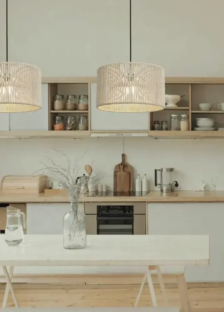 Suspensions - ACAPULCO suspension avec abat-jour en corde en coton 44cm de diamètre - LUXCAMBRA