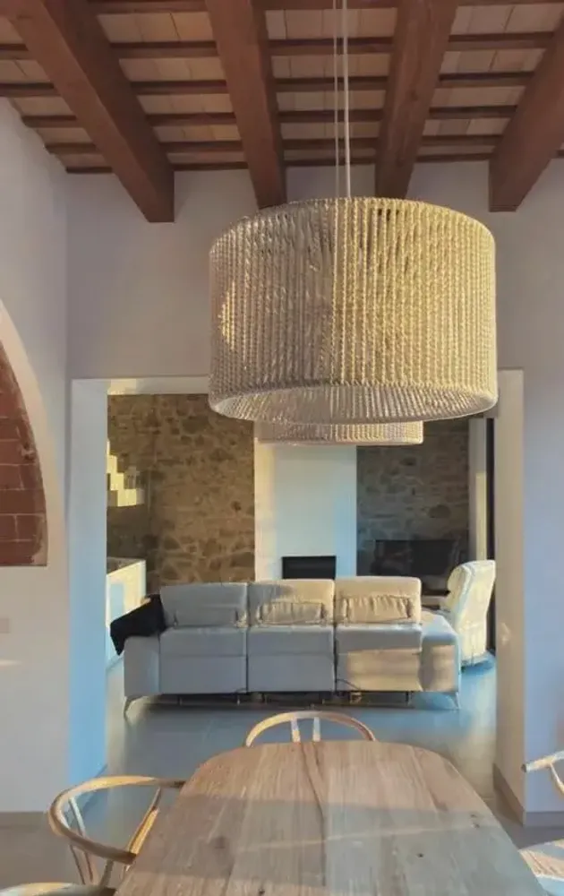 Suspensions - ACAPULCO suspension avec abat-jour en corde en coton 44cm de diamètre - LUXCAMBRA