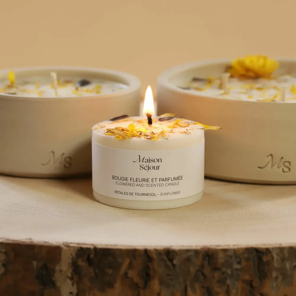 Décorations florales - Bougie votive - Pétales de tournesol (80G) - MAISON SÉJOUR