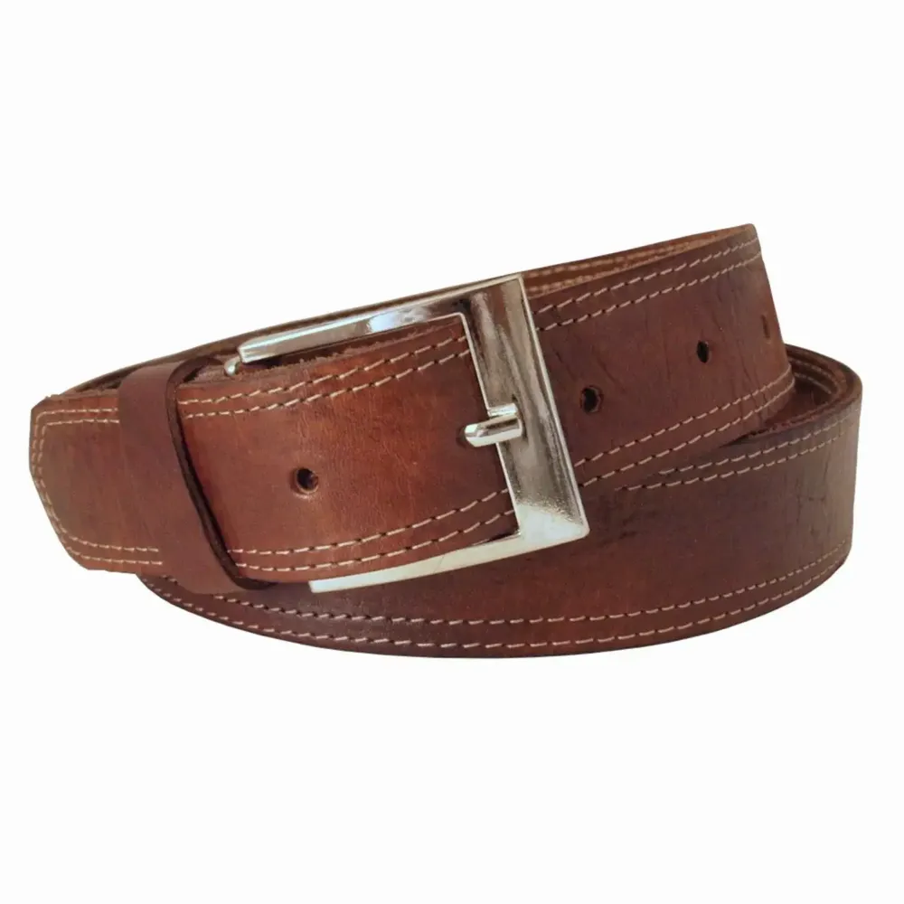 Apparel - Stitched Leather Belt for men and women (wide) - BERBER LEATHER