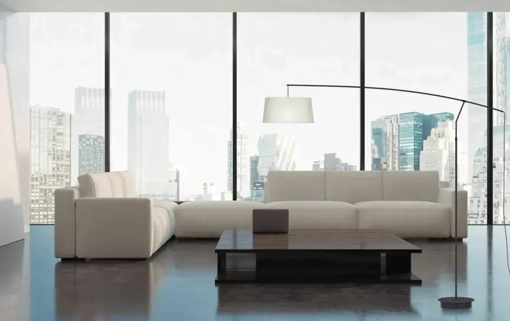 Lampadaires - ARCO lampadaire avec abat-jour en cotonet blanc ou anthracite - LUXCAMBRA