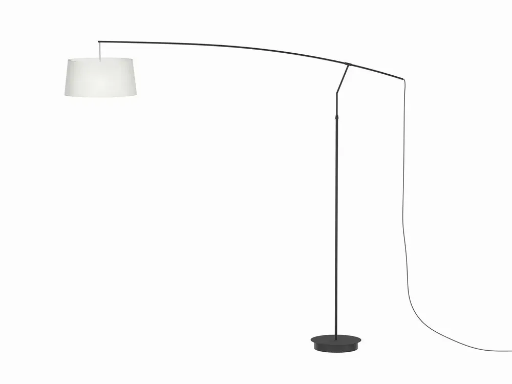 Lampadaires - ARCO lampadaire avec abat-jour en cotonet blanc ou anthracite - LUXCAMBRA
