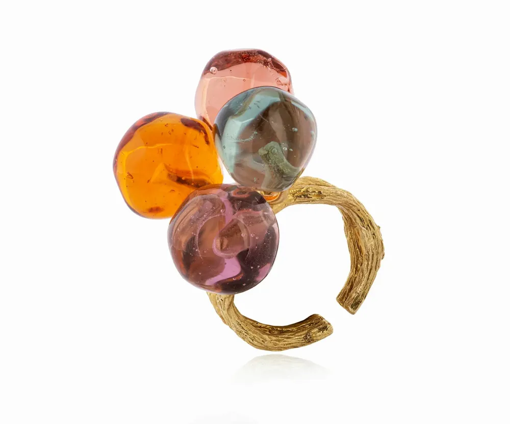 Gifts - Gold plated ring Murano glass artisan Chania collection - CHAMA NAVARRO