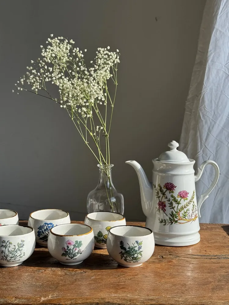 Tea and coffee accessories - Teapot with stylized pink flower patterns brand Made in Korea H23 - OFFICE OBJETS