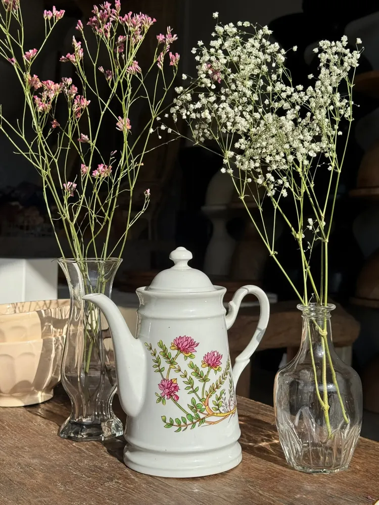 Tea and coffee accessories - Teapot with stylized pink flower patterns brand Made in Korea H23 - OFFICE OBJETS