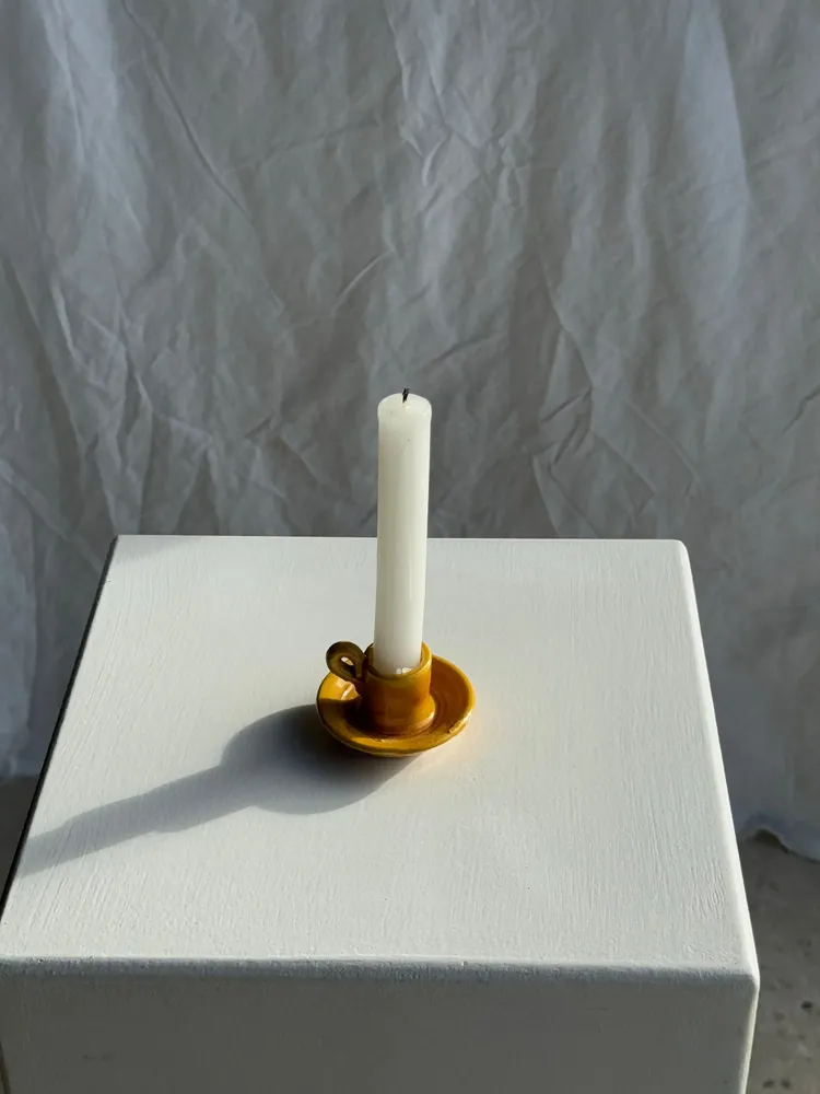 Candlesticks and candle holders - Mini yellow candle holder Pottery Massucco Aubagne - OFFICE OBJETS