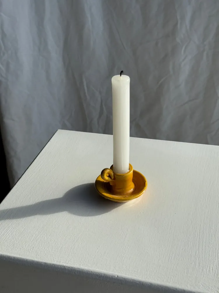 Candlesticks and candle holders - Mini yellow candle holder Pottery Massucco Aubagne - OFFICE OBJETS