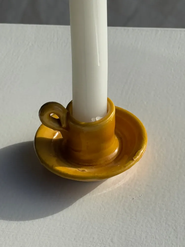 Candlesticks and candle holders - Mini yellow candle holder Pottery Massucco Aubagne - OFFICE OBJETS