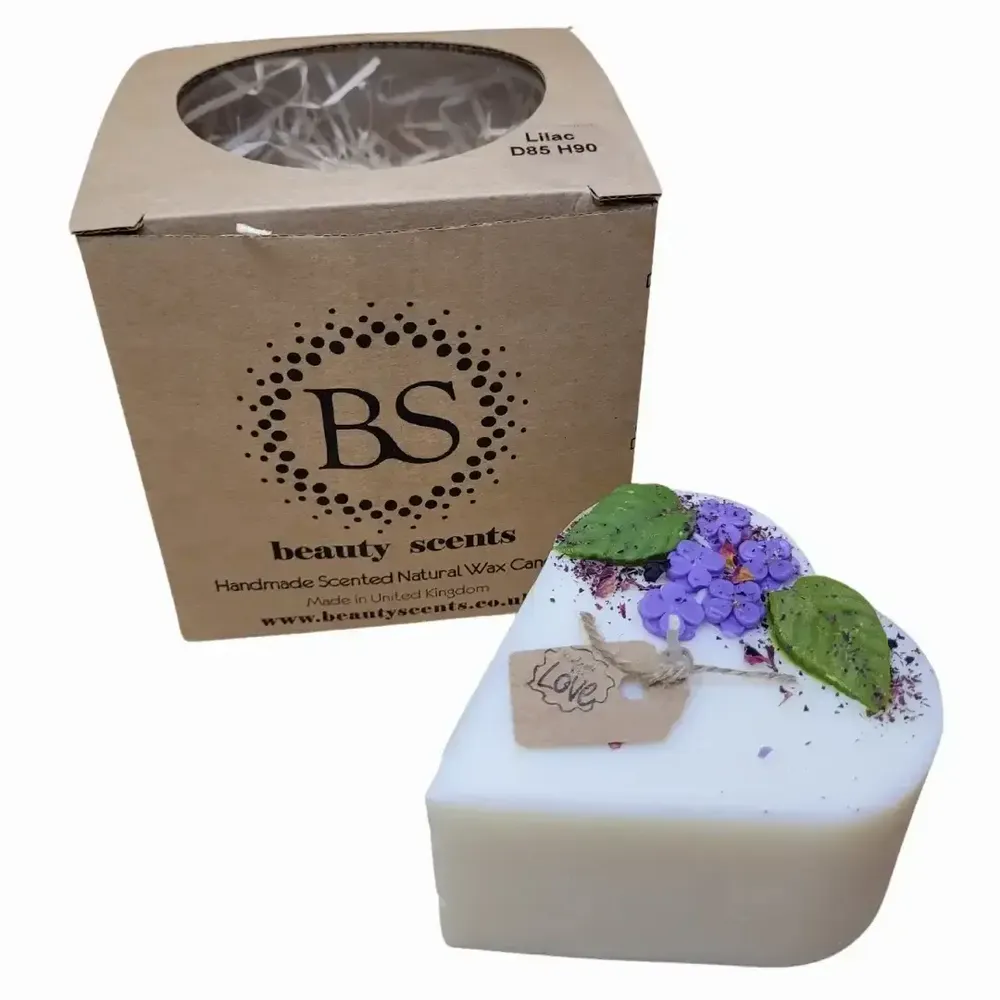 Candles - Small Heart Candles With  Lilac, box of 6, Lily of the Valley - BEAUTY SCENTS CANDLES