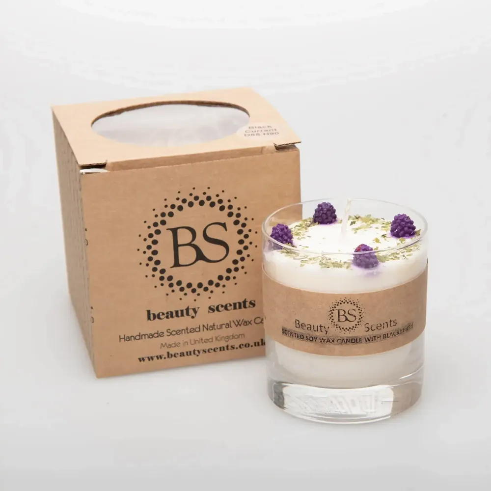 Bougies - Grandes bougies à la mûre dans un récipient en verre, boîte de 6, framboise - BEAUTY SCENTS CANDLES