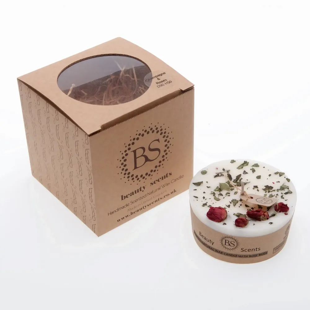 Bougies - Bougies parfumées au soja avec boutons de rose, boîte de 6, vanille - BEAUTY SCENTS CANDLES