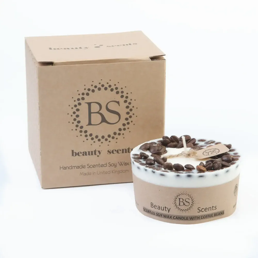 Candles - Medium Low Scented Soy Candle With Coffee Beans box of 6, Chocolate & Mint - BEAUTY SCENTS CANDLES