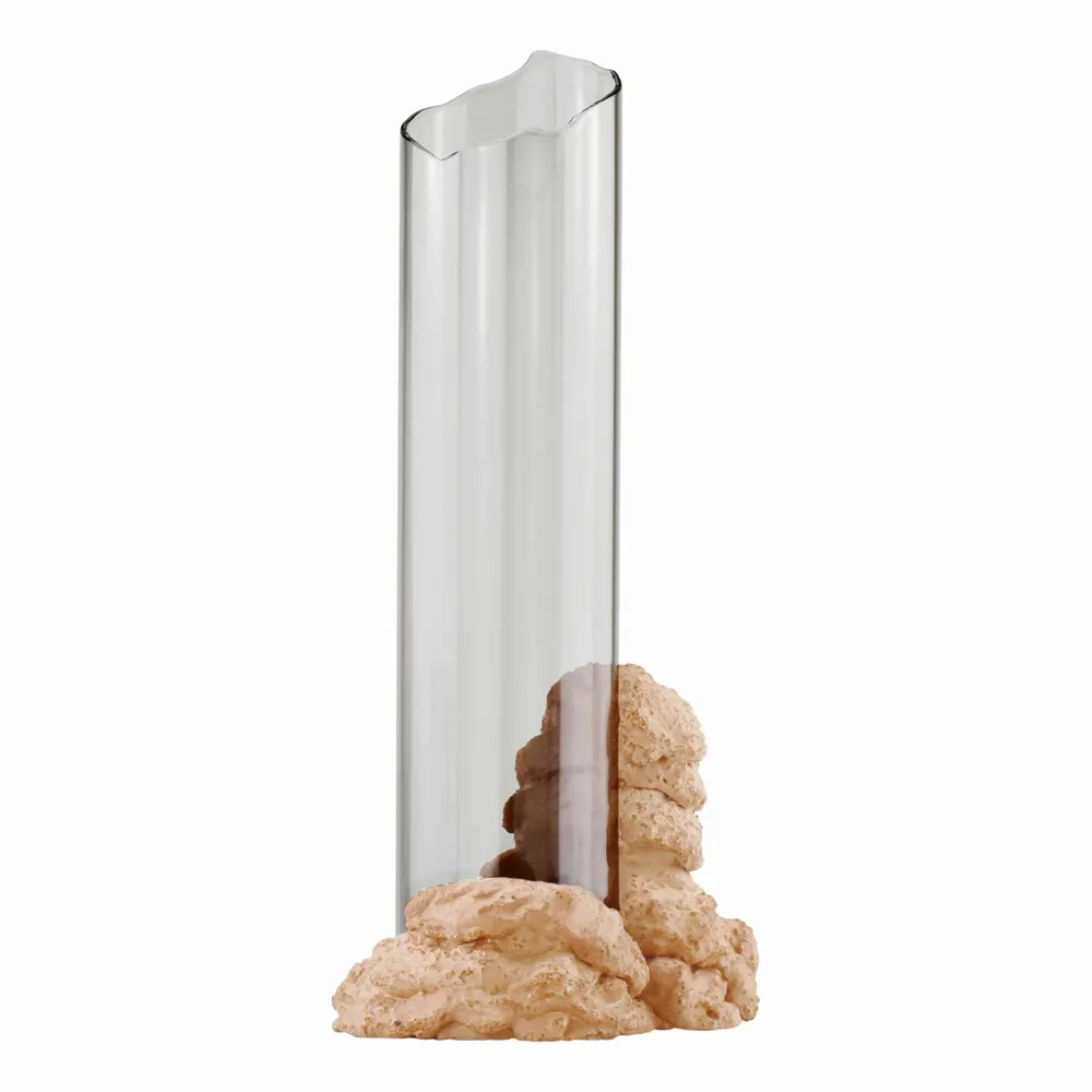 Vases - CATHARSIS, Sculptural Statement Vase in glass and stone, Dusty Coral - COKI