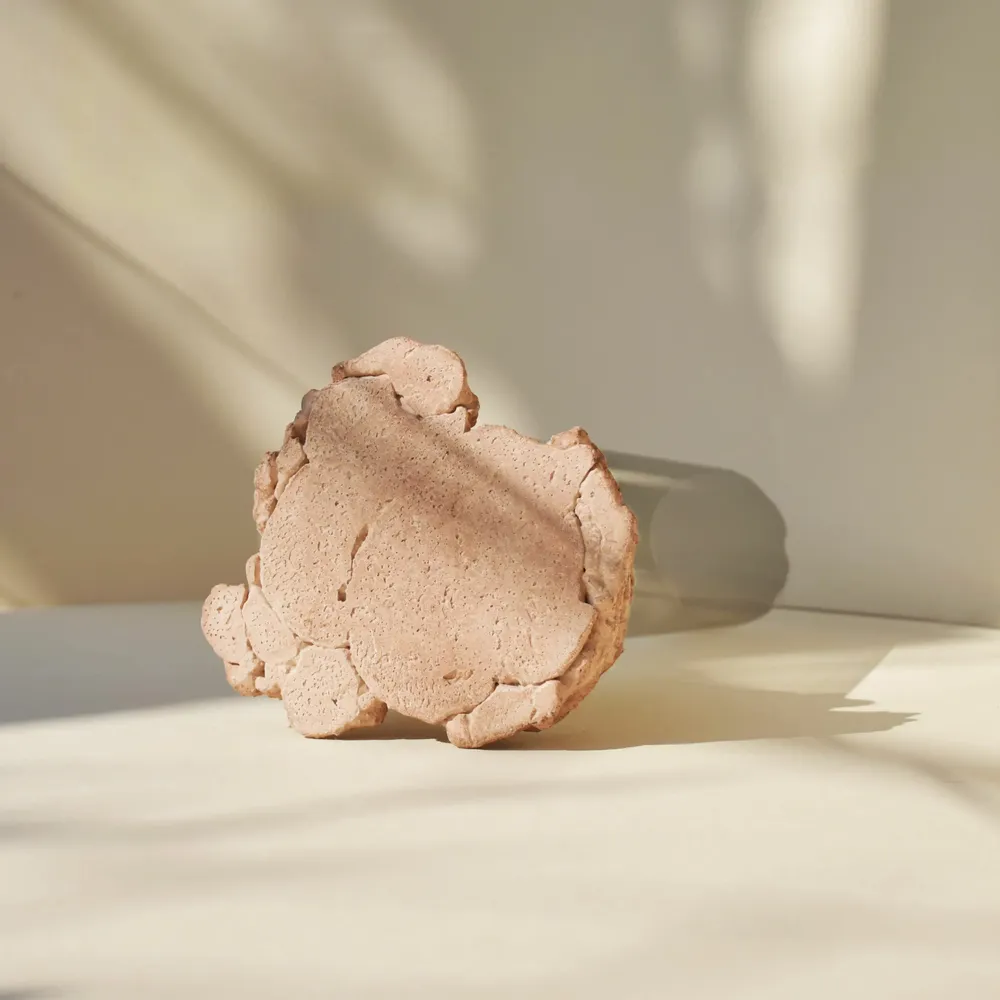 Vases - CATHARSIS, Sculptural Statement Vase in glass and stone, Dusty Coral - COKI