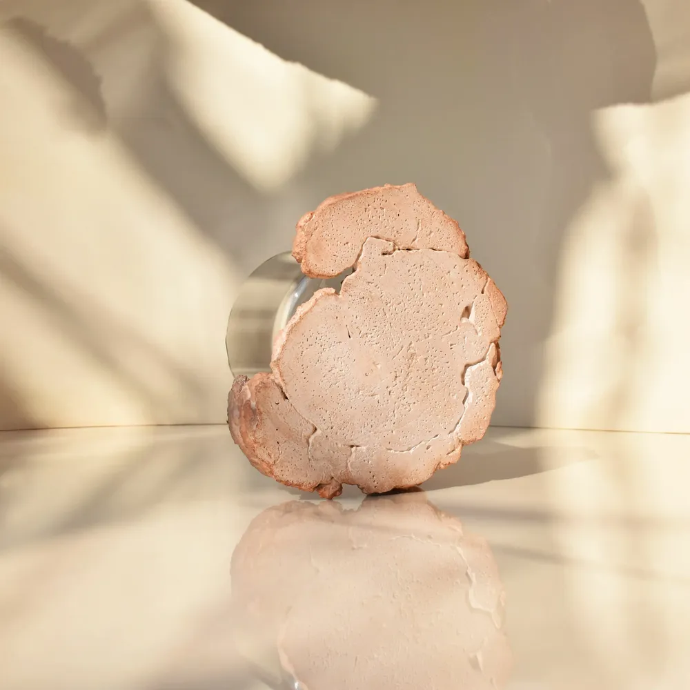 Vases - CATHARSIS, Sculptural Centerpiece Bowl in glass and stone, Dusty Coral - COKI