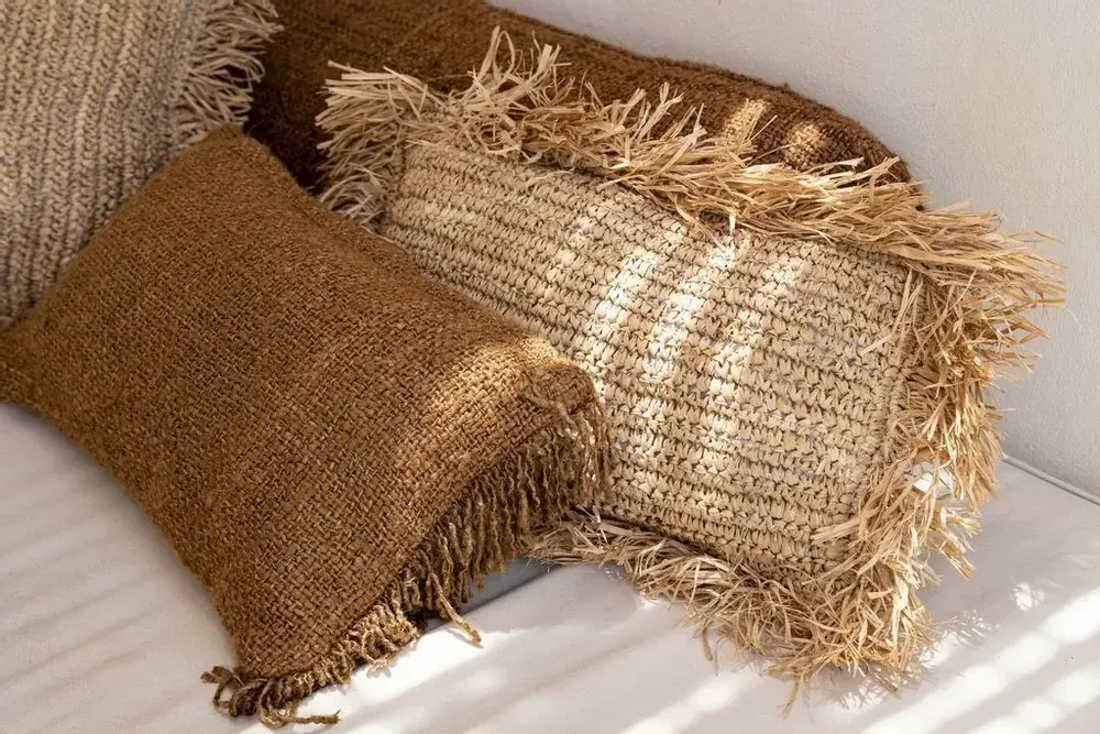Decorative objects - The Raffia Cushion Cover Rectangular - Natural - 30x50 - BAZAR BIZAR LIVING