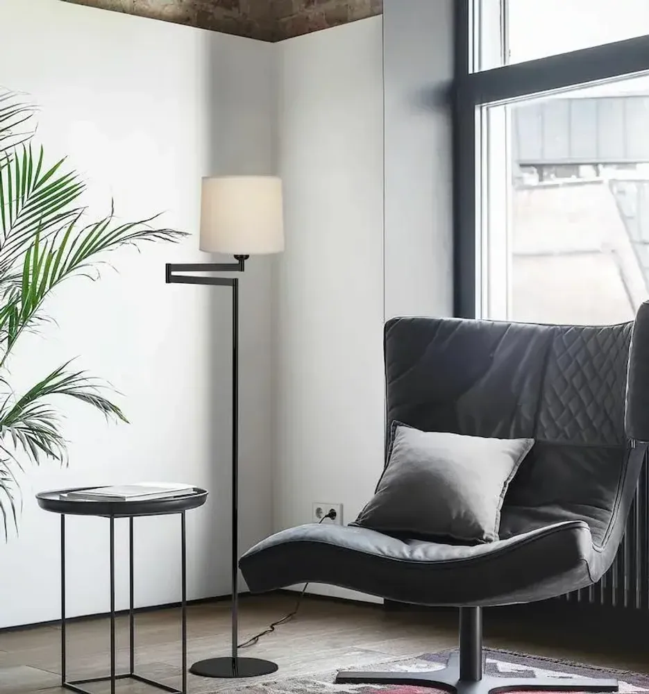 Floor lamps - ATLANTA floor lamp with structure in black or nickel - LUXCAMBRA