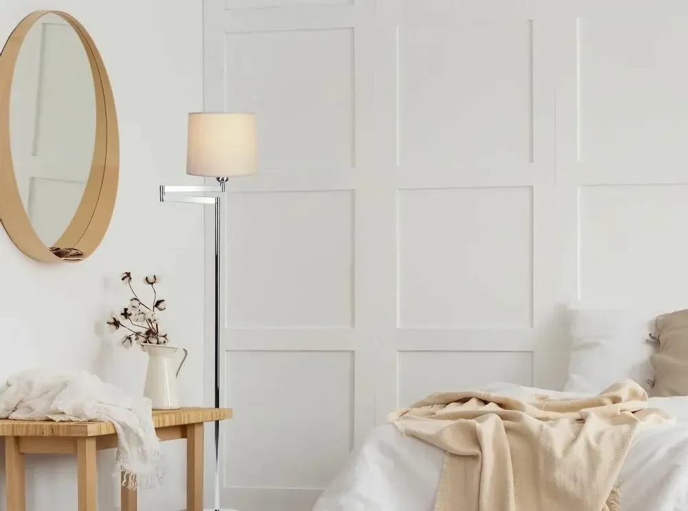 Floor lamps - ATLANTA floor lamp with structure in black or nickel - LUXCAMBRA