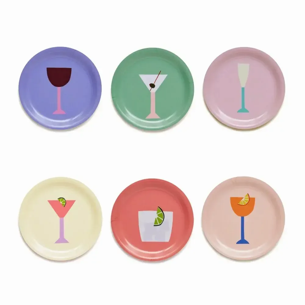 Plats et saladiers - COCKTAILS Set of 6 Coasters - 11cm - BLU KAT
