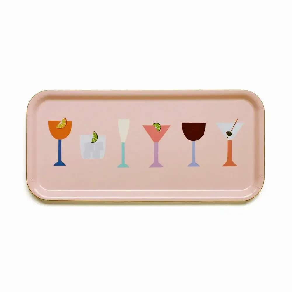Plats et saladiers - Plateau de service Peach COCKTAILS - 32x15 cm - BLU KAT