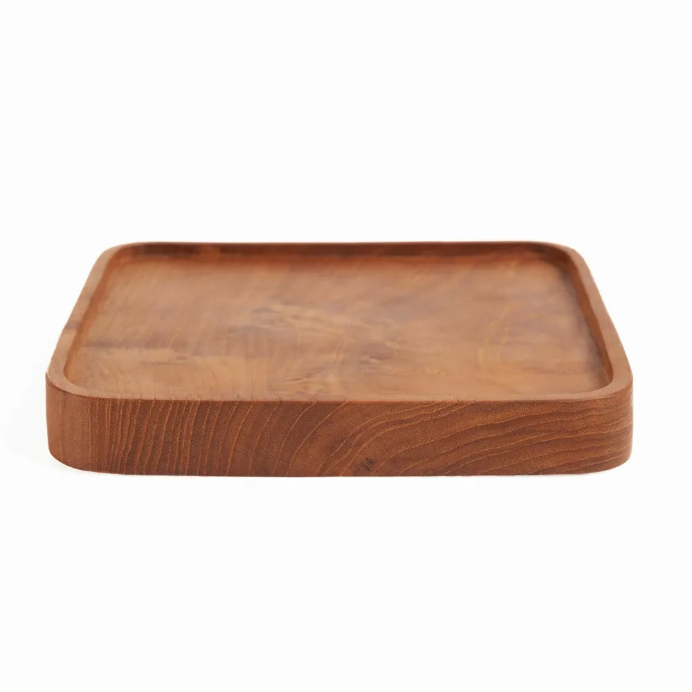 Platter and bowls - The Teak Square Plate - Natural - XS - BAZAR BIZAR LIVING