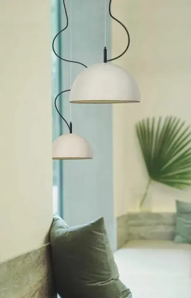 Suspensions - ABSIS suspension avec abat-jour en terracotta ou blanc verni - LUXCAMBRA