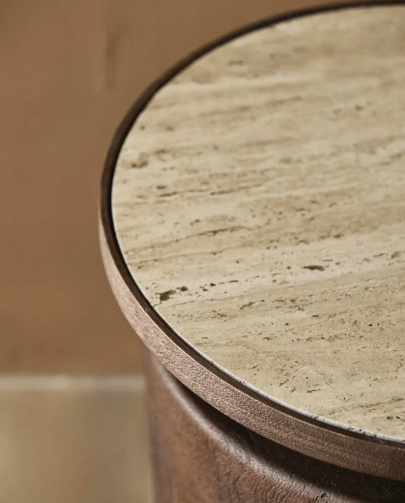 Autres tables - Table d'appoint KWANDO avec plateau en travertin - nature - NORDAL