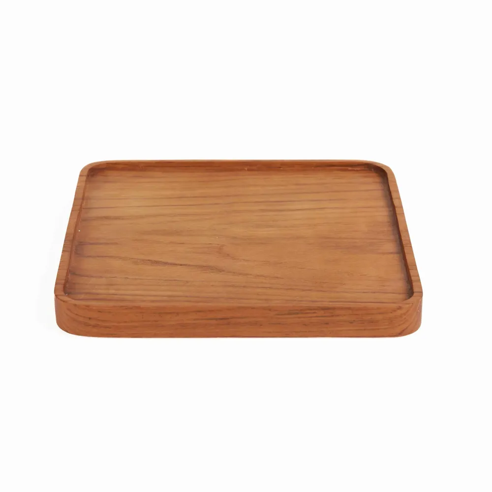 Platter and bowls - The Teak Square Plate - Natural - M - BAZAR BIZAR LIVING