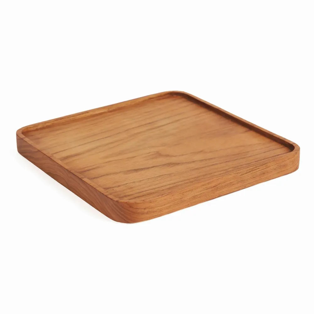 Platter and bowls - The Teak Square Plate - Natural - M - BAZAR BIZAR LIVING