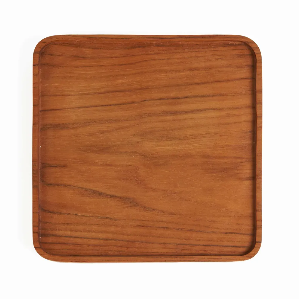 Platter and bowls - The Teak Square Plate - Natural - M - BAZAR BIZAR LIVING