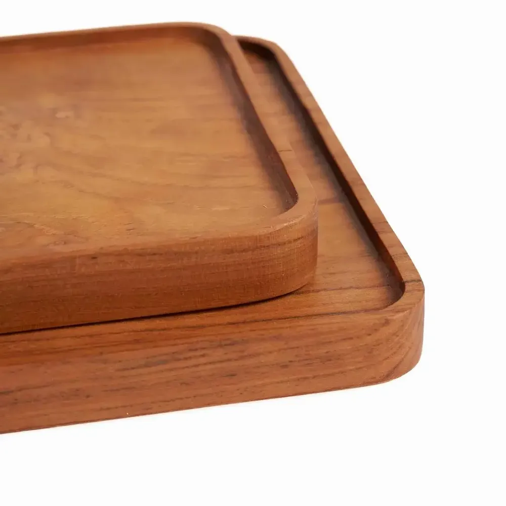 Platter and bowls - The Teak Square Plate - Natural - M - BAZAR BIZAR LIVING