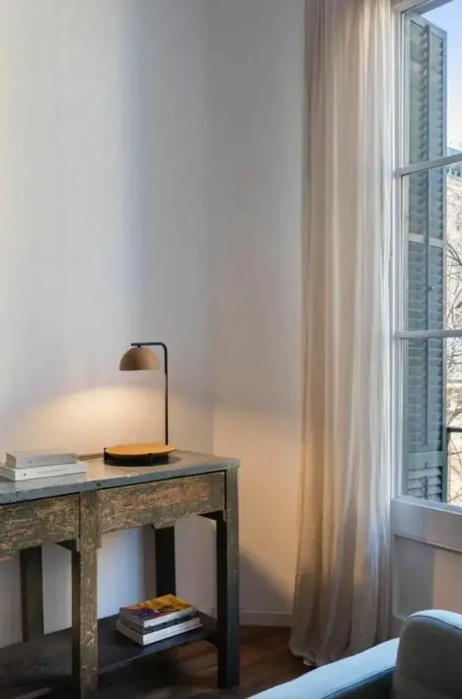 Table lamps - ABSIS table lamp with top and lampshade terracota or white varnished - LUXCAMBRA