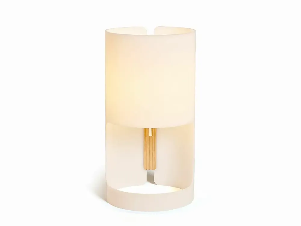 Table lamps - CILINDRE table lamp with ash wood structure - LUXCAMBRA