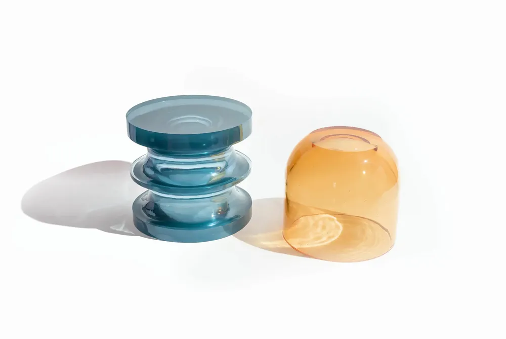 Autres tables  - Table d'appoint 'Echo III' en résine polyuréthane bleu clair - TULESTE FACTORY