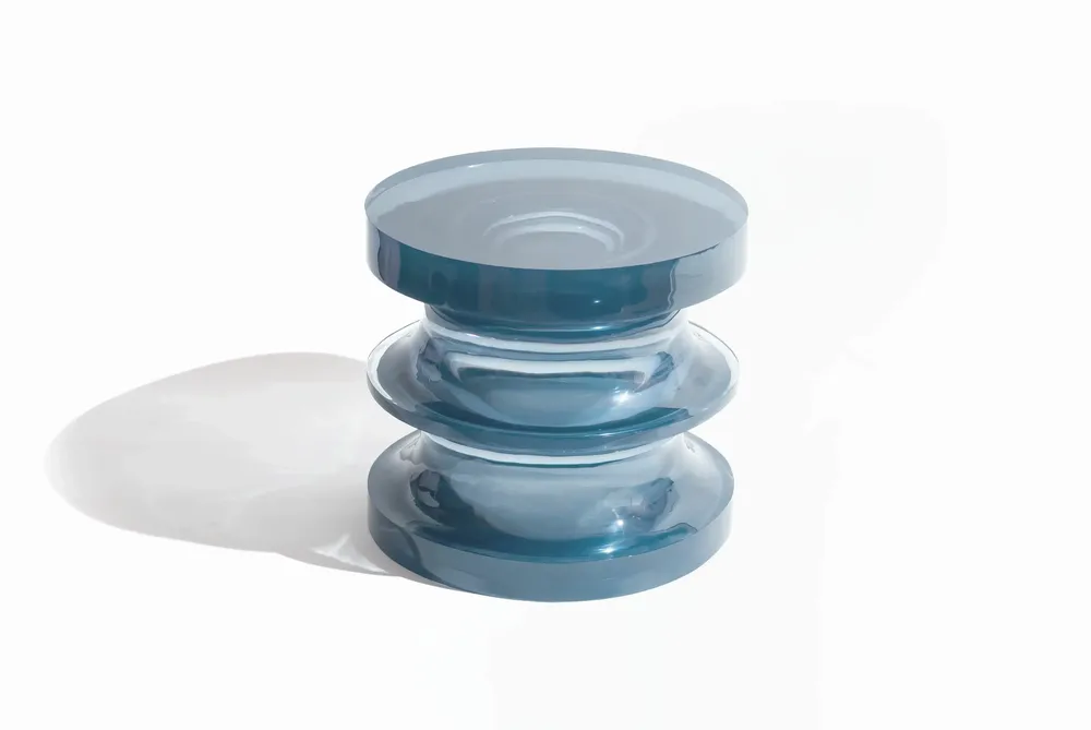 Autres tables  - Table d'appoint 'Echo III' en résine polyuréthane bleu clair - TULESTE FACTORY