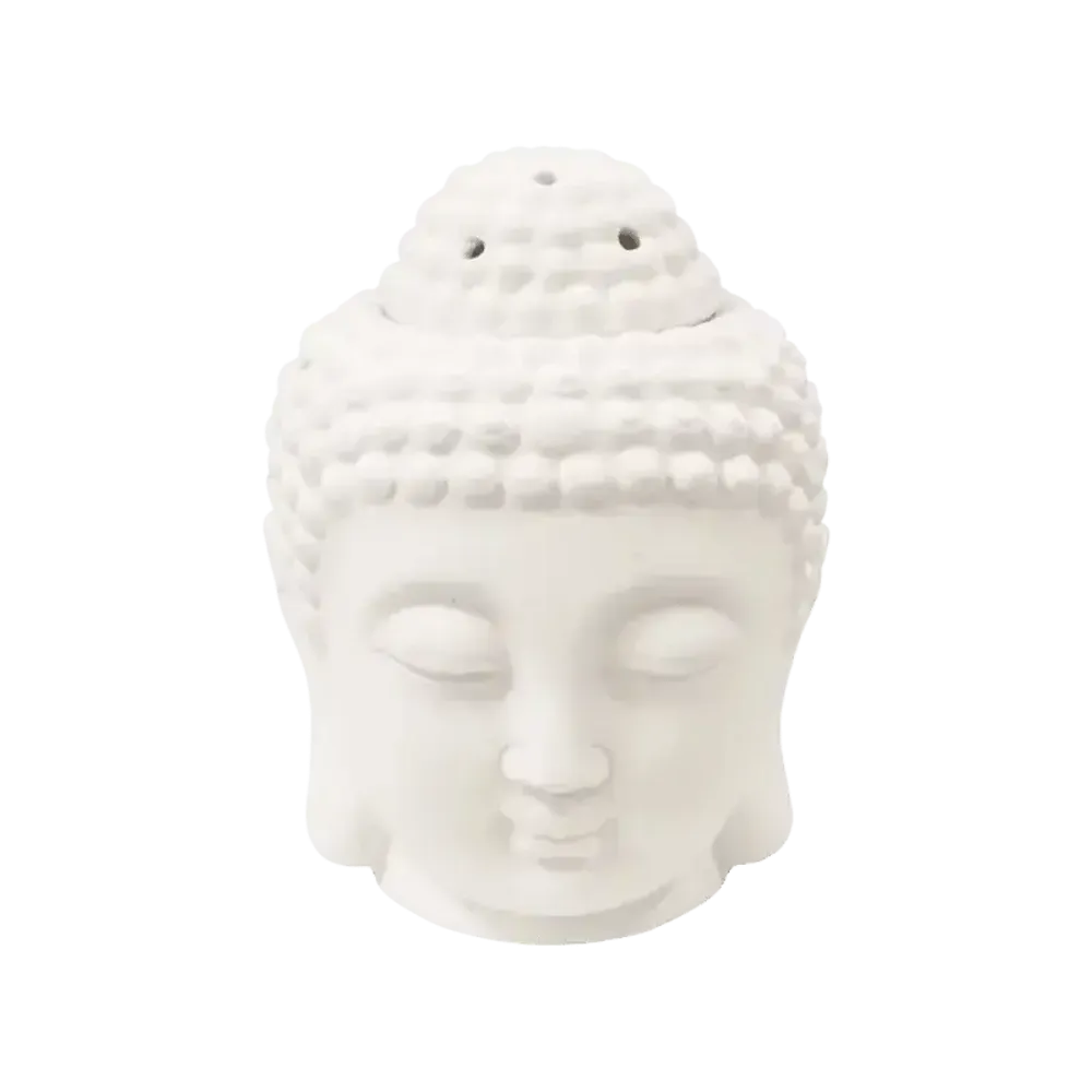 Scents - White Buddha Head Ceramic Oil Burner 14cm - ARABESK