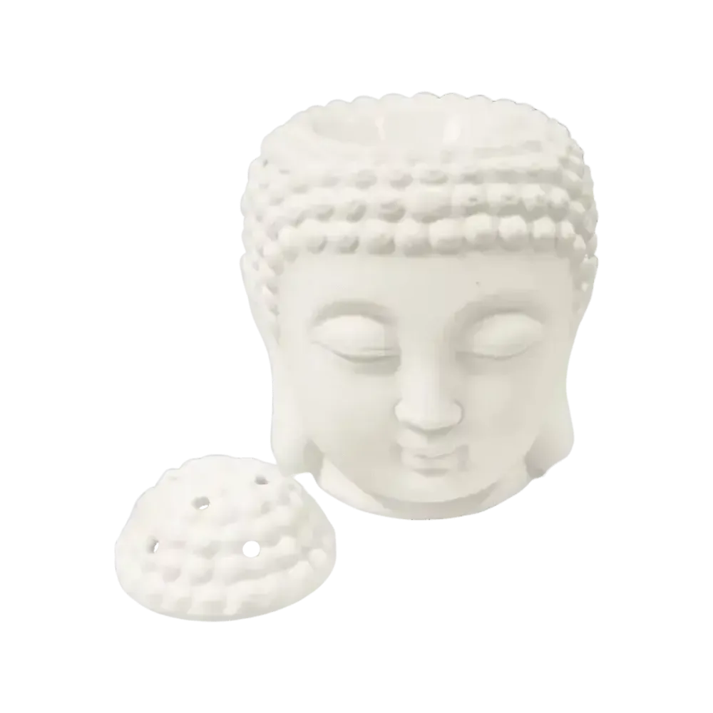 Scents - White Buddha Head Ceramic Oil Burner 14cm - ARABESK